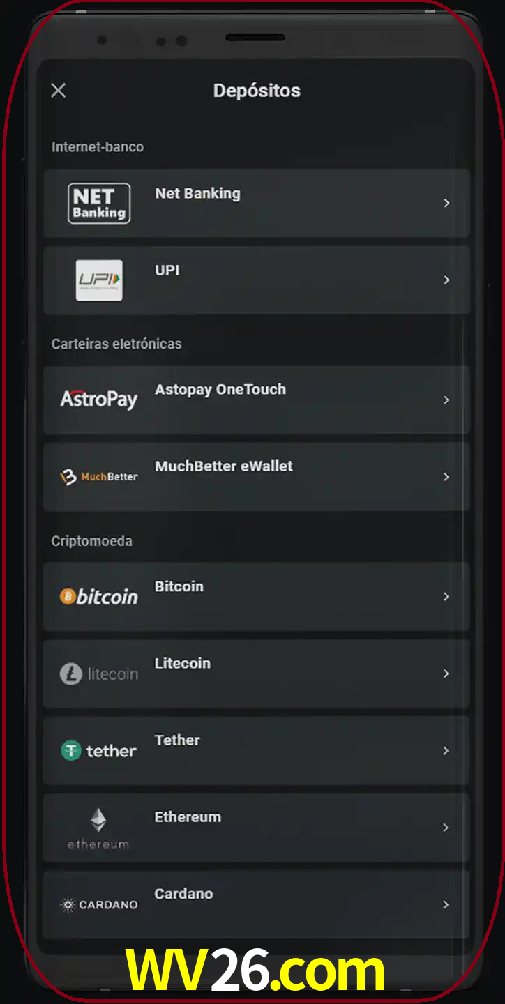 Você pode usar métodos alternativos de depósito.